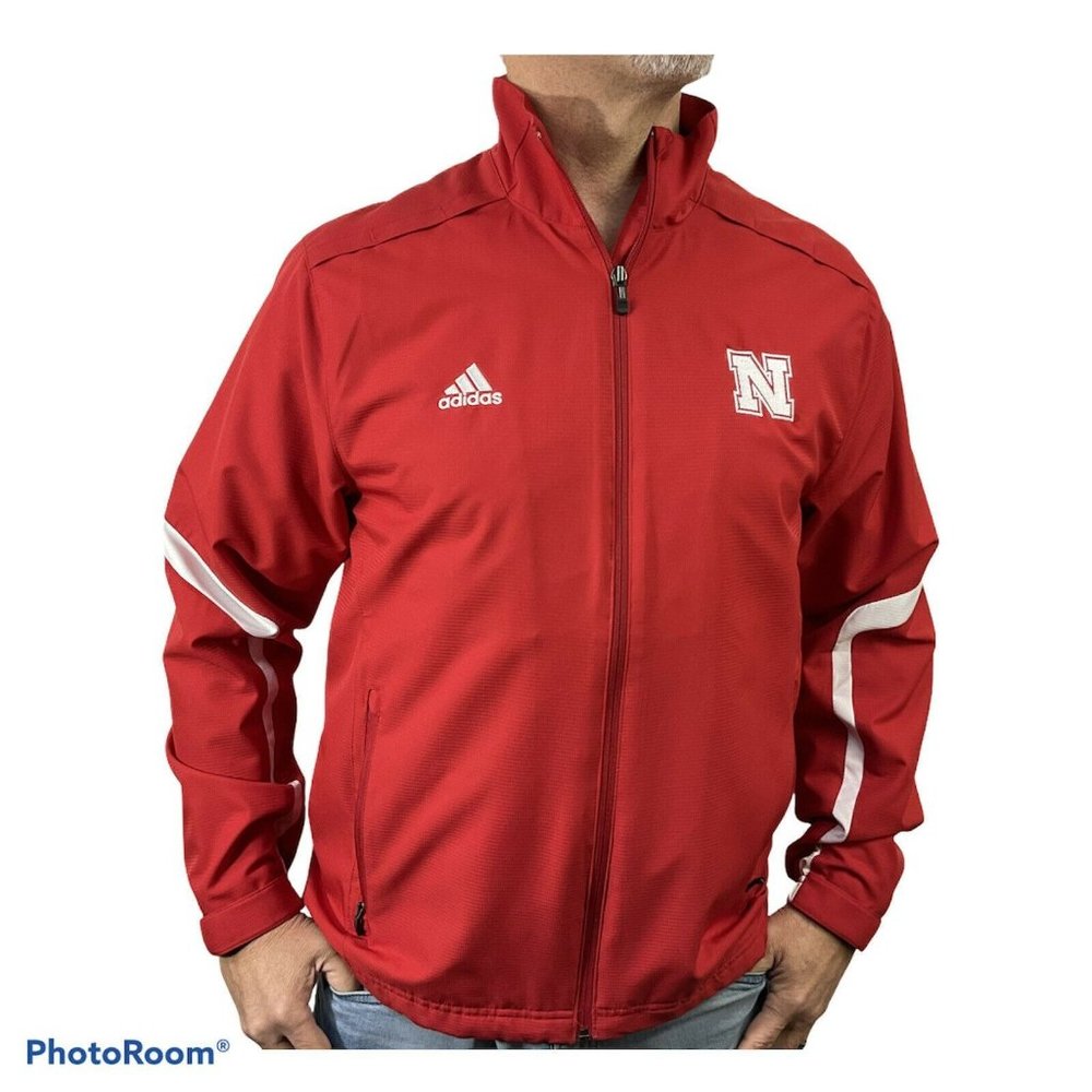 Adidas Jacket Mens Sz Small Nebraska Woven Warmup Style 6985A Red $49 - Picture 1 of 12